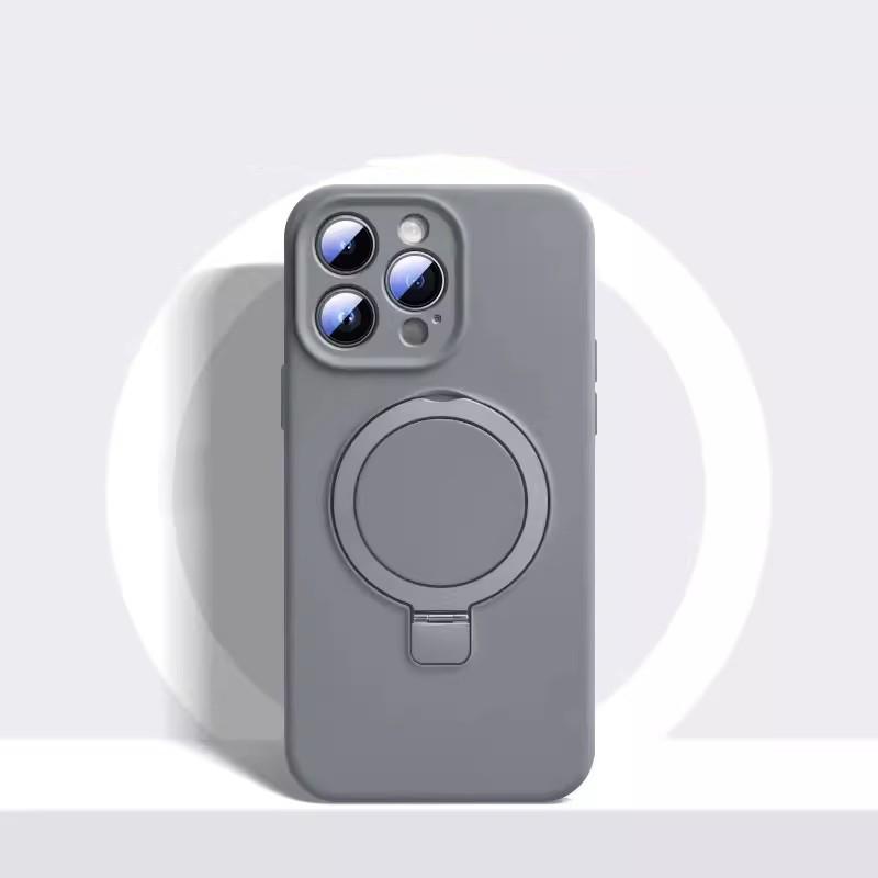 Magnetic Kickstand Liquid Silicone Phone Case For MagSafe iPhone 17 Air 16 Plus 15 14 13 12 Pro Max 17Pro 16Pro Shockproof holder Protective Cover