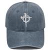 Vintage Washed Crown of Thorns Nail Cross Embroidery Baseball Cap Unisex Adjustable Curved Brim Dad Hat Casual Outdoor Sun Hat