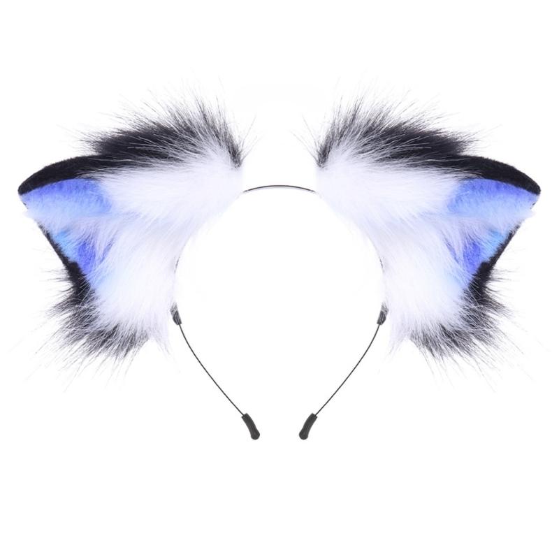 Realistic Kitten Ears Hairband Furry Headbands Plush for Coser Role Play and Photography Props