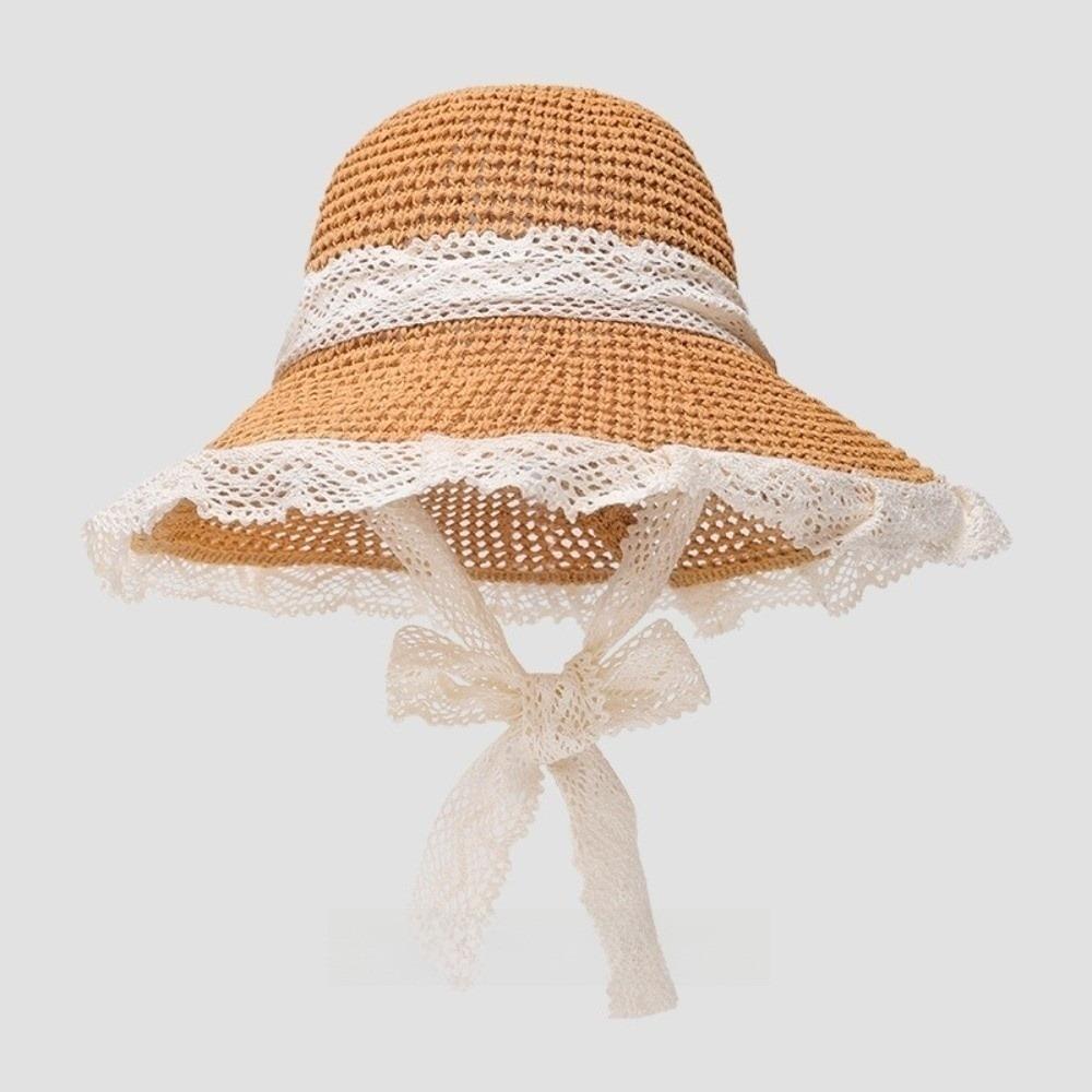 

New Foldable Straw Sun Hat Breathable Cute Strap Sun Visor Cap Sun Protection Sunscreen Cap Summer Travel
