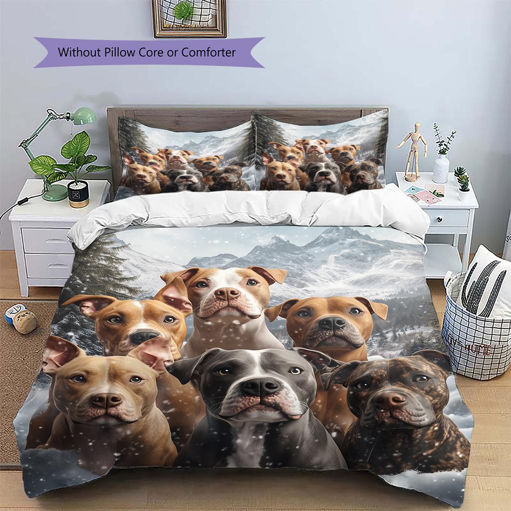 Pitbull Pattern Bedding Home Decoration Birthday Gift (1 * duvet cover + 2 * pillowcase, without core)