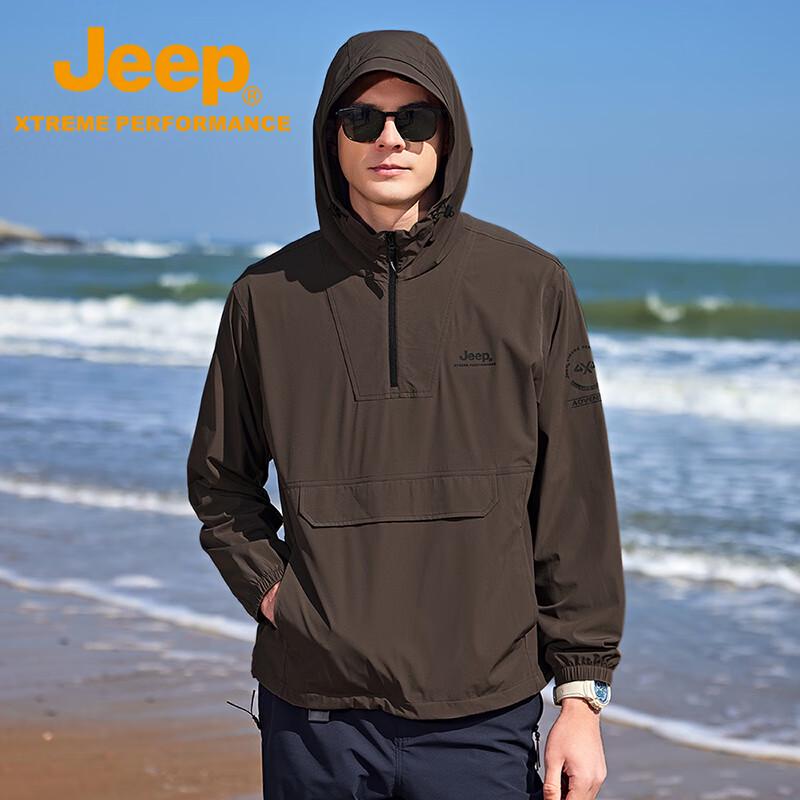JEEP Unisex Drop-Shoulder Lightweight Popover Windbreaker L
