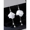 1pair  Accessories Jewelry Gifts Eternal Flower Pearl Earrings Women Long Temperament Silver Plated Tassel Earrings Wedding Bridal