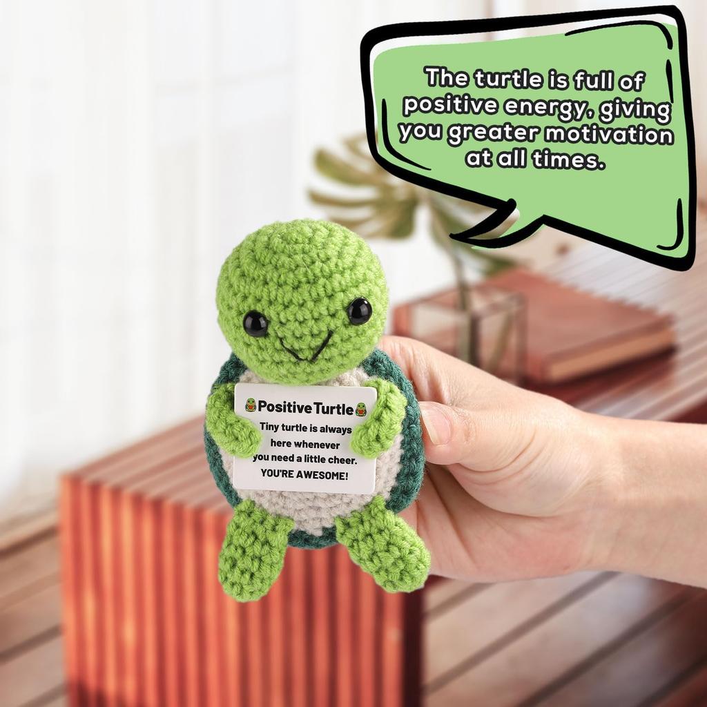 Hand Crocheted Turtle Plush Toy 10cm*7cm Emotional Support Stuffed Animal Office Desk Decor Stress Relief Gift