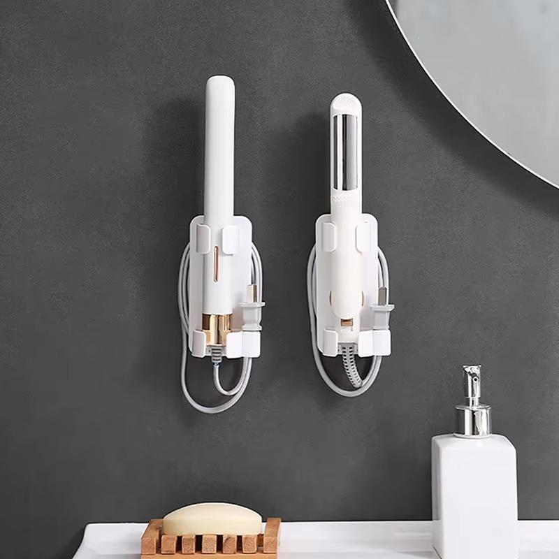 Wall Mounted Hair Styling Station - Curler, Straightener, And Dryer Holder, Bathroom Organizer For Home Accessories-ABSW