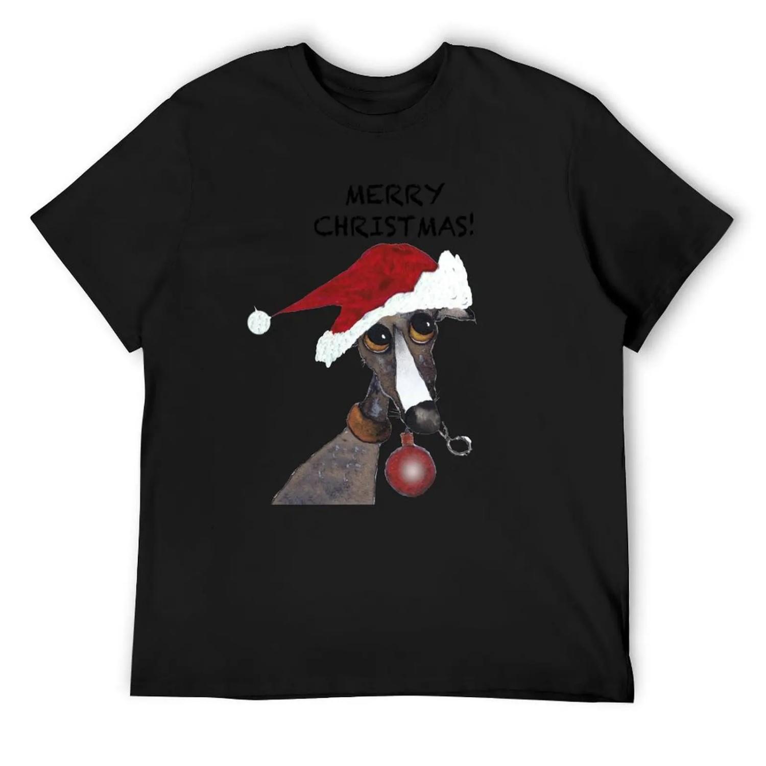 GREYHOUND MERRY CHRISTMAS g262 T-Shirt tops cheap stuff oversize t-shirts man football t shirt mens clothing S