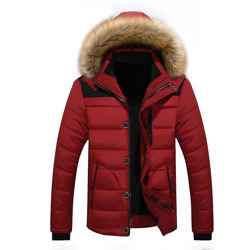 

Новые зимние мужские теплые хлопковые куртки, пальто, ветровка, толстый теплый меховой воротник, парка с капюшоном, пуховики, верхняя одежда, толстое мужское теплое пальто, шерстяное пальто с подкладкой 6XL красный