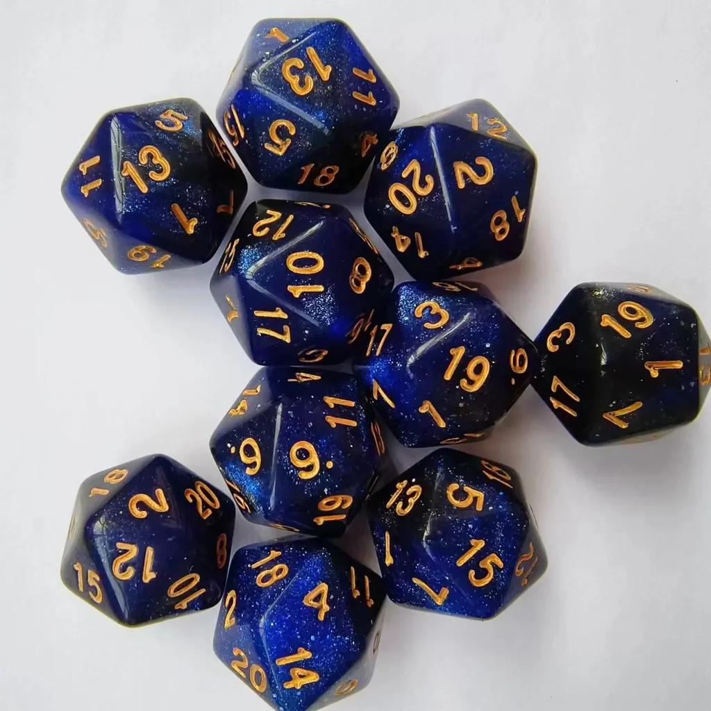 10pcs/set of 20 Sided Dual Color Starry Sky Dice Acrylic Number Dice for Dnd COC RPG Running Team Table Board Game Dnd Dice Set