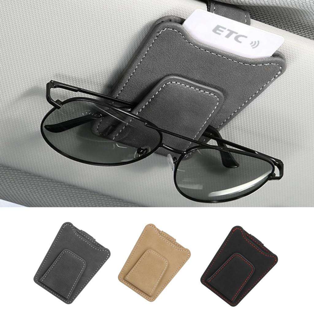 Letics Car Sunglasses Holder Glasses Holder Card Holder Sun Visor Storage Parking Ticket Clip On (Gray)