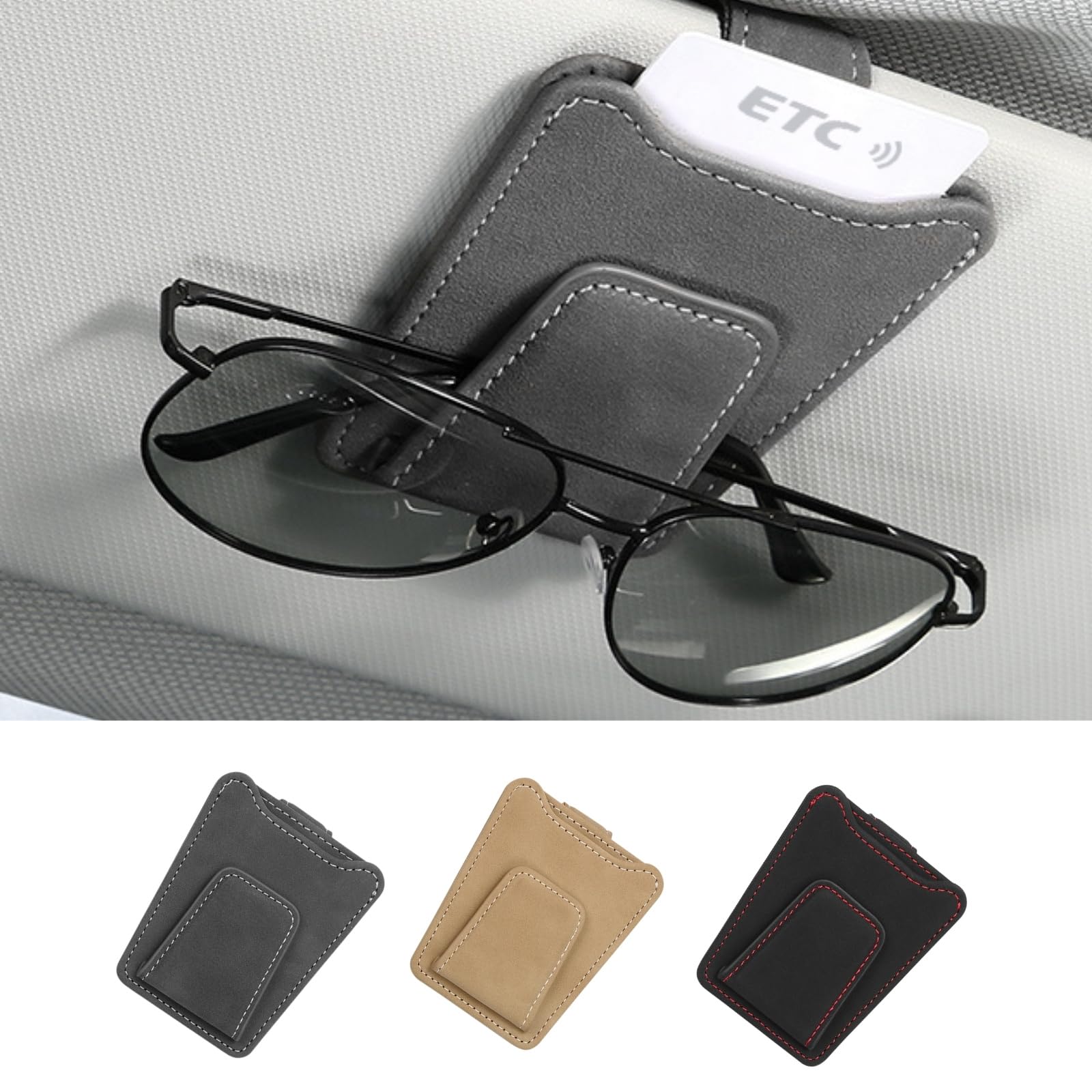 

Letics Car Sunglasses Holder Glasses Holder Card Holder Sun Visor Storage Parking Ticket Clip On (Gray) серый