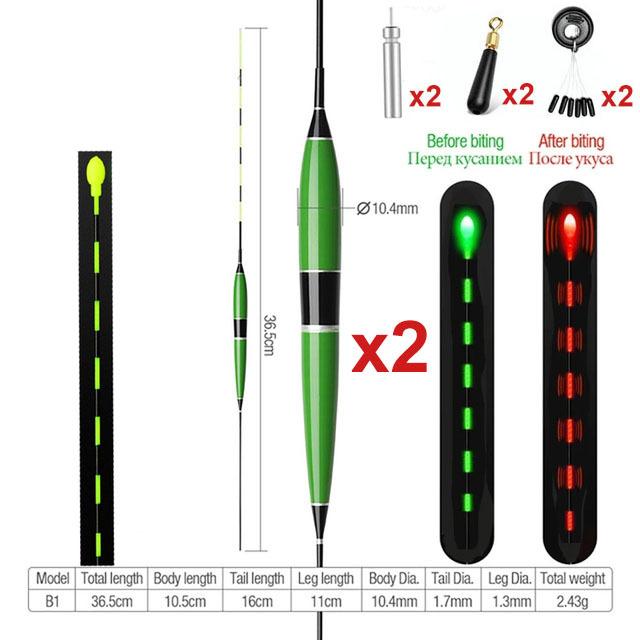 

2pcs/set Smart Fishing Buoy, Automatic Fish-catching Alarm Device, Electronic Conversion, Fish Bait, LED Light, Color Change, Automatic At Night, Buoy ON-01