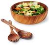Akazienholz Schale Massivholz Salat Schale Servierset Mit Servierlöffeln Fabrikpreis für Obst Salate Dekoration Holz Schale