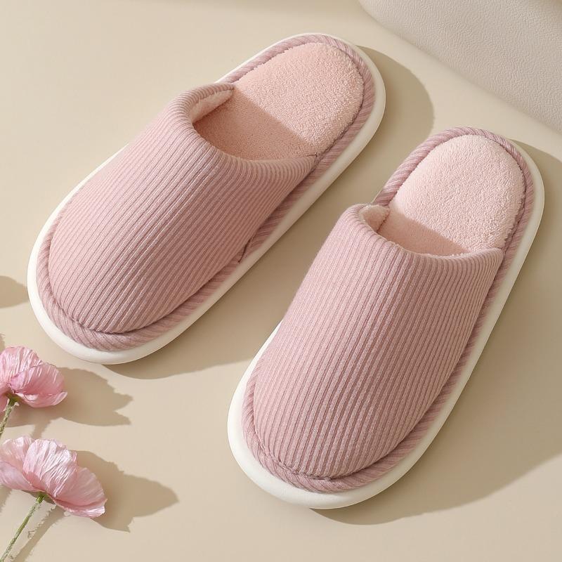New Household Slippers Home Non-slip Flat Bottom Couple Simple Autumn and Winter Warm Cotton Slippers Men