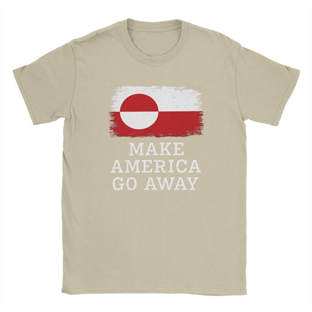 Oversized T Shirt Summer Make America Go Away Leisure TShirts Greenland Flag Cotton Tshirt for Men Y2K Short Sleeve Clothing