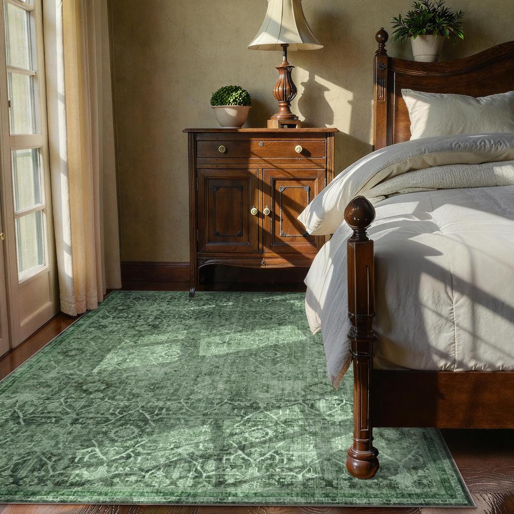 HAOCOO Suitable for All Dust Mite Odor Indoor Desk Dining Living Antique Floral Pattern 2-Tatami Rug, Washable, Square, 185x185cm, Seasons,