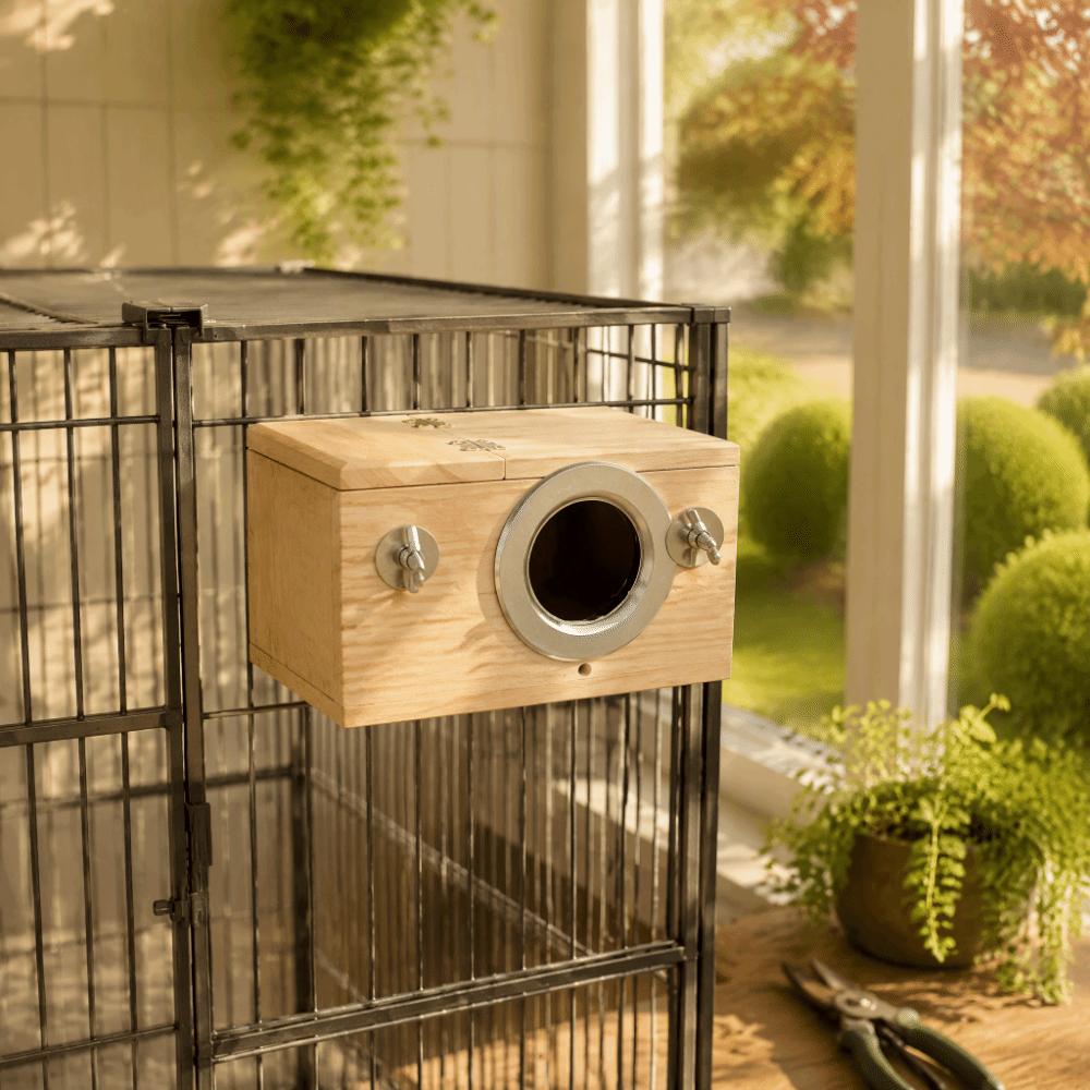 Paulownia & Pine Wood Bird Breeding Box Bird Cage Accessory Roost Box For Cockatiel