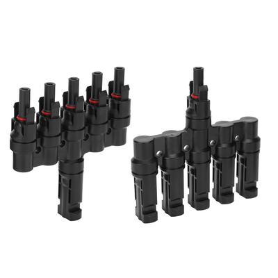 Conector de ramificação 2Pcs 5 para 1 tubo de conexão de cabo fotovoltaico para painel de energia solar