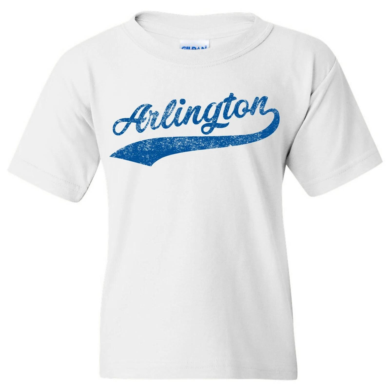 Arlington City Baseball Script Youth T-Shirt - White L