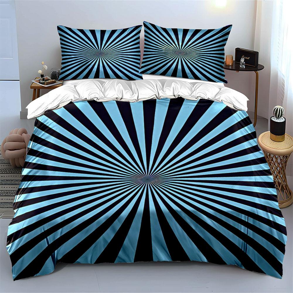 Radiating Blue Striped Pattern. Bedding Sets Duvet Cover Sets Duvet Covers Pillowcases(1* Duvet Cover 2* Pillowcases Without Duvet Insert)