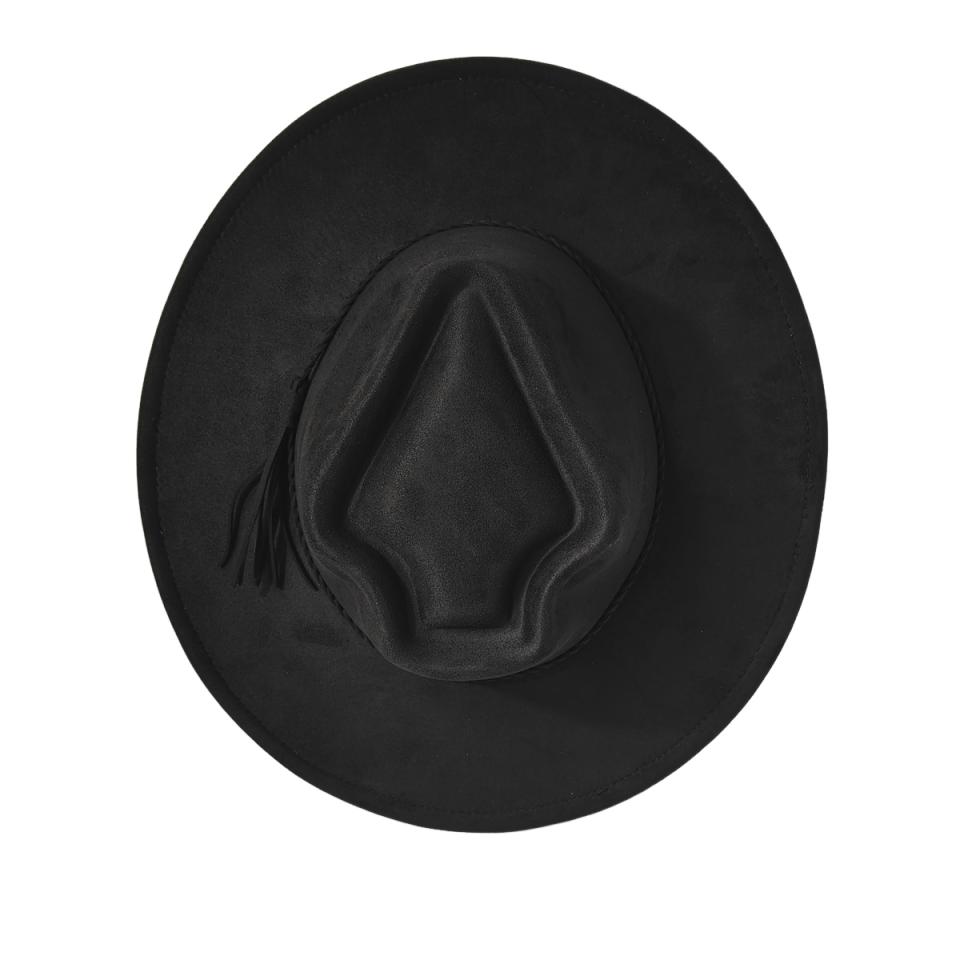 Retro Arrow Top Vegan Suede Hat 9Cm Wide Brim Fedora Hat For Women Men Bohemian Style Panama Hat Rancher Hat
