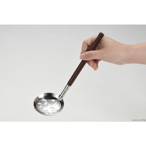 Takagi Craftsman's Way 18-8 Stainless Steel Tabletop Ladle with Wooden Handle and Hole