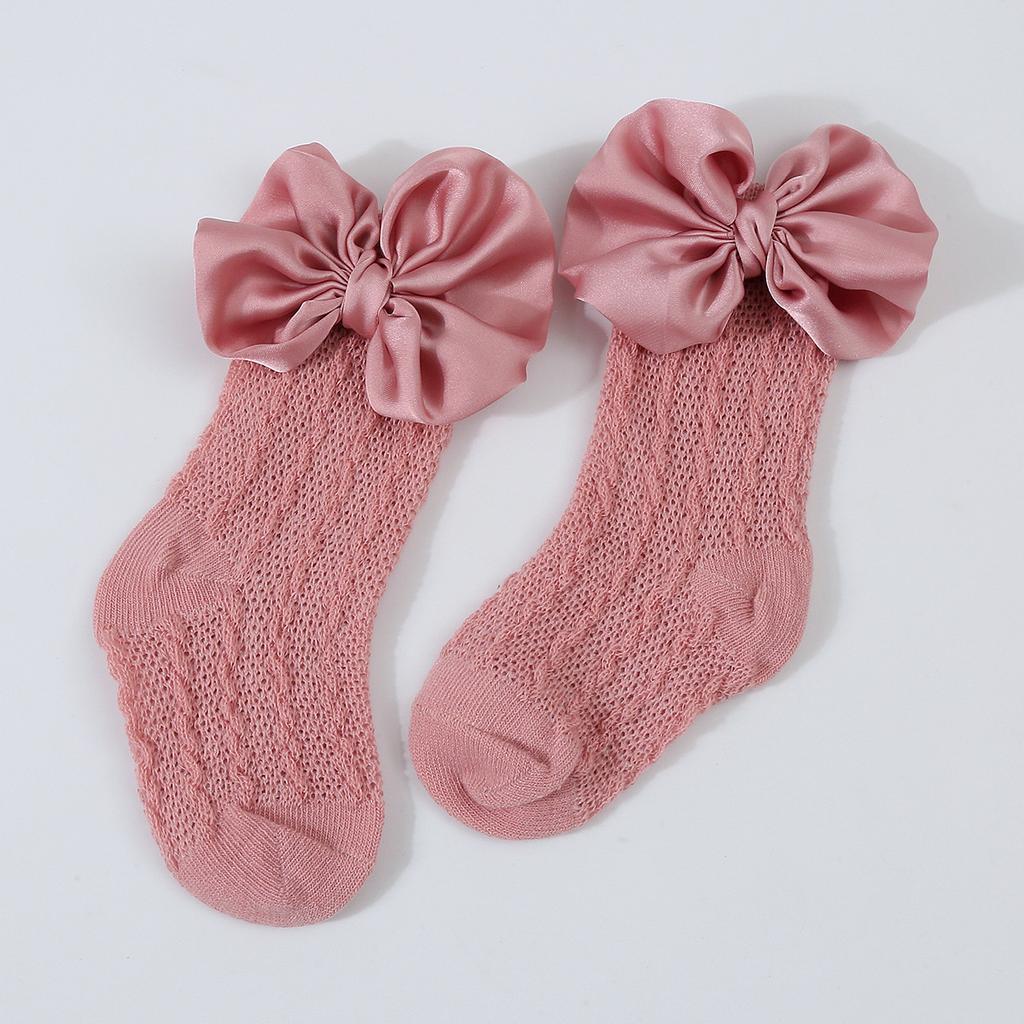 1Set Neugeborenen Big Bowknot Stirnbänder Aushöhlen Lange Socken Neue Baby Weiche Feste Prewalker Socke Mädchen Infant Gestrickte Haarband Socken