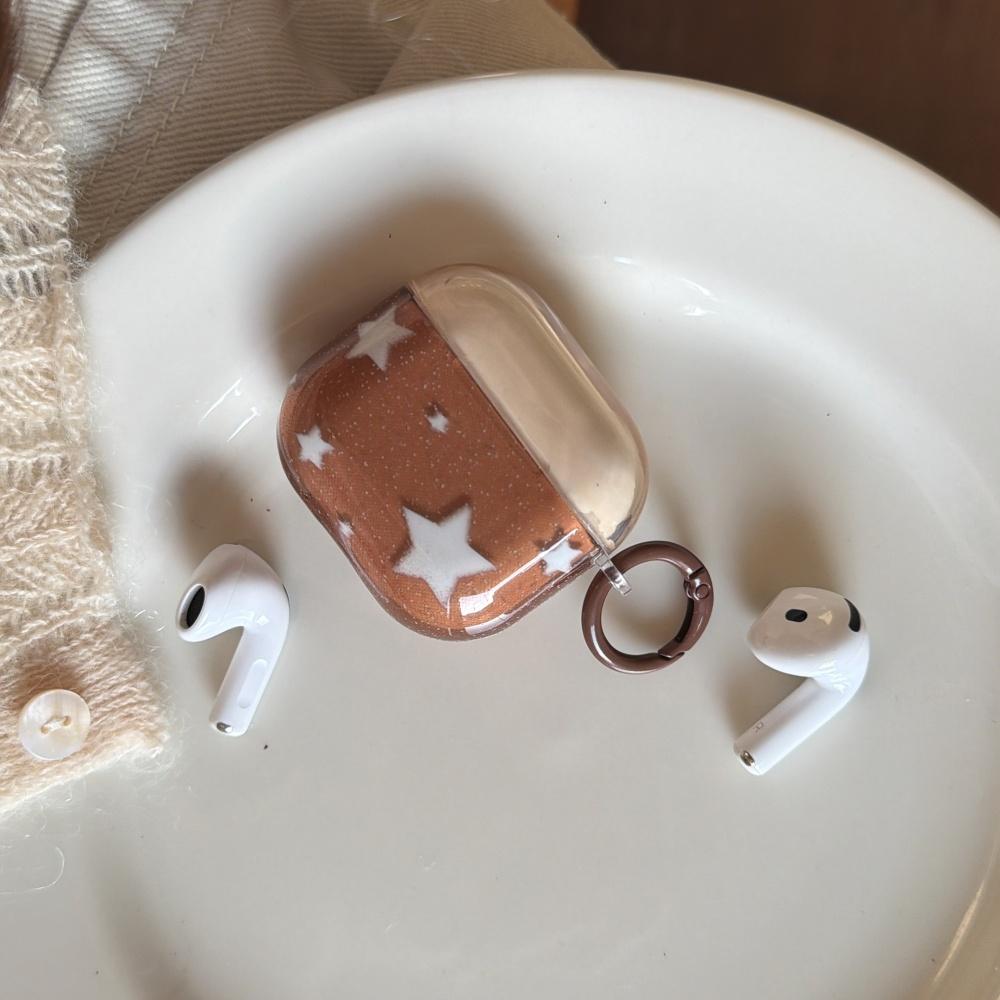 Ins Minimalist Transparent Brown White Splash Star AirPods 4 Case Pro 3 New AirPods Pro 2 Cover