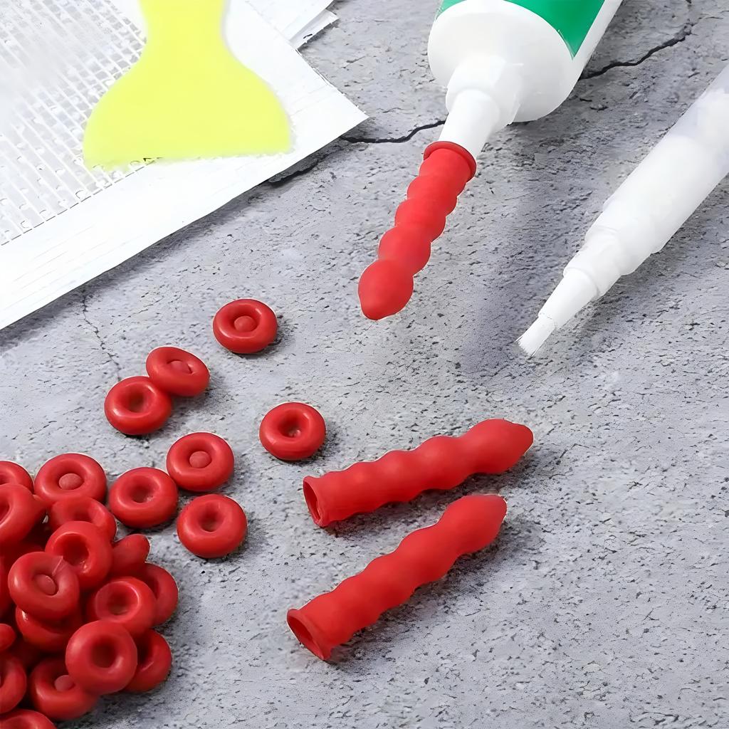 Red Cap Open Caulking Tube Caps - Durable Plastic Sealant Caps for Adhesives, Sealants, Caulking Guns & Tape Dispensers