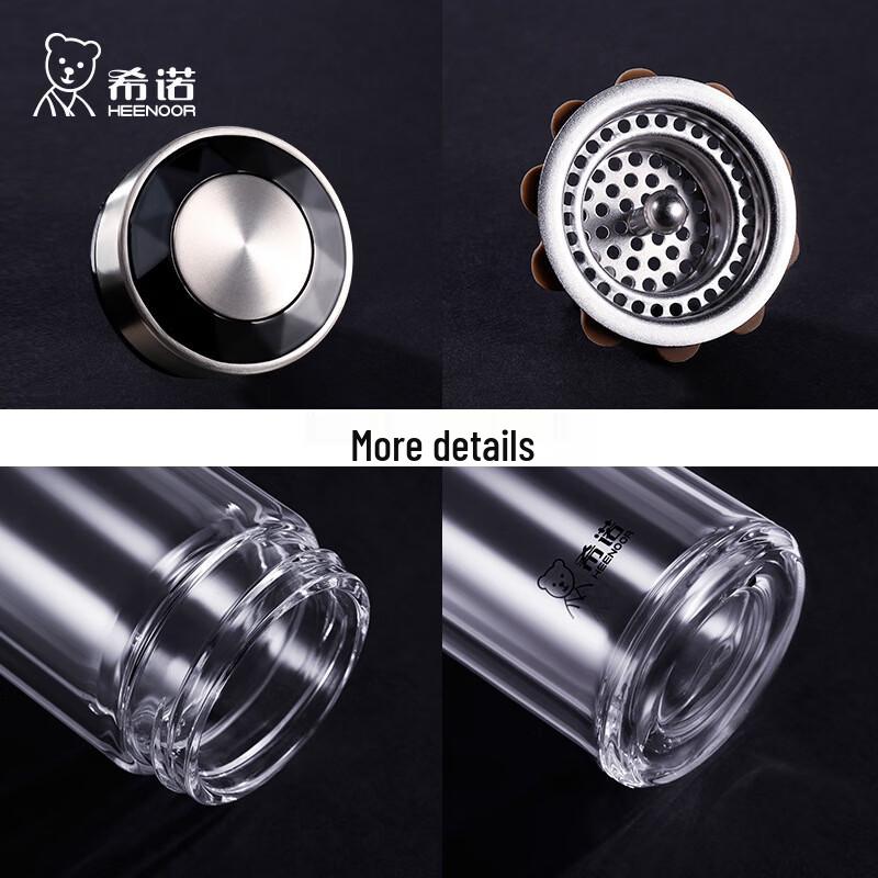 ZhiShi Double-Layer Borosilicate Glass Mug with Lid