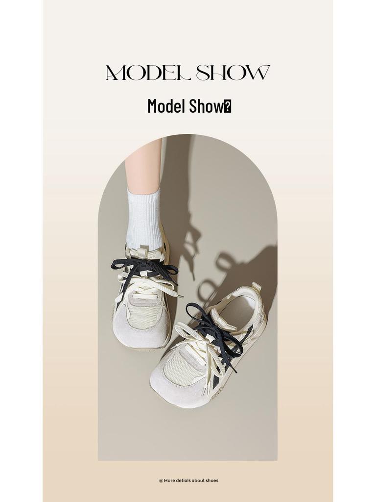 Augusdon 2025 Women's Retro White Ballet Sneakers