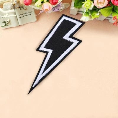 2 Pcs Embroidered Patch Lightning Logo Iron On Patches for Clothing Punk Clothes  Iron Ons Patches