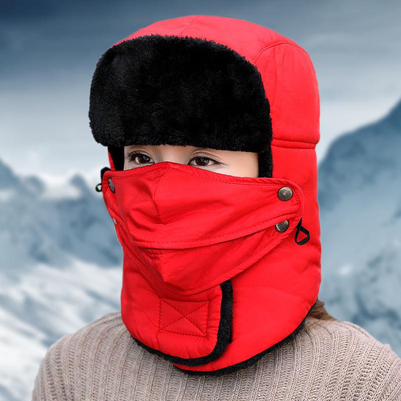 

Winter Outdoor Skiing Thickened Warm Hat Northeast Mask Scarf Cycling Cold Hat Mask Men Lei Feng Hat Women average size