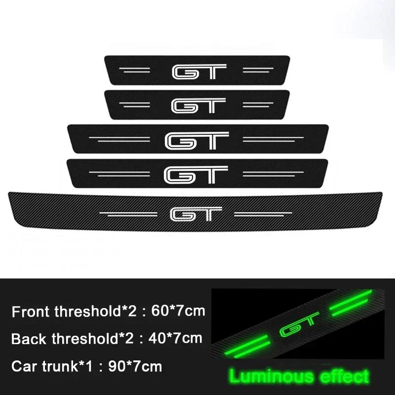 hrkqj5 For Ford GT Logo Luminous Door Threshold Stickers Scuff Scratch Car Door Threshold Protective Trunk Strips Anti kick Stickers