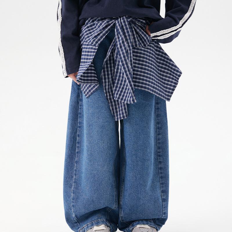 

2025 Autumn Retro Loose High Street Straight Wide-Leg Jeans 5XS