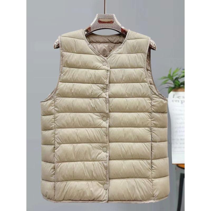 Women's Down Cotton Vest Liner Ultra-light Thermal Top Women's Vest Medium and Old Women's Clothing Fleece Thickened Coat
