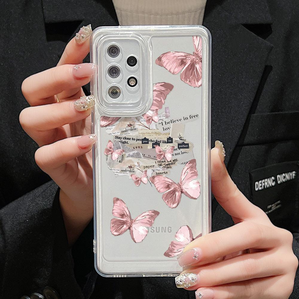 

Прозрачный чехол для Samsung S24 Ultra A54 5G A53 A52 S23 Plus S22 S21 S20 FE A35 A55 A34 A33 A32 A14 A13 силиконовые чехлы с бабочками S22 Ultra