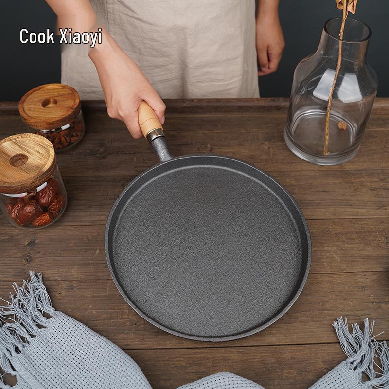 Sartén Antiadherente de Hierro Fundido sin Recubrimiento de 26 cm para Tortitas, Crepes y Pizza