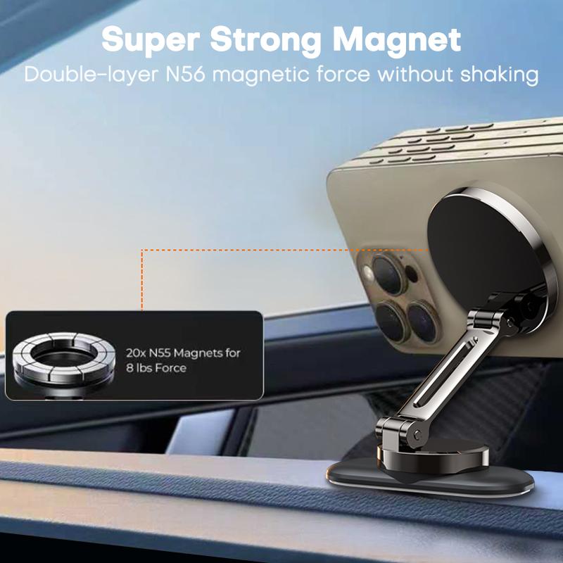 QOOVI Magnetic Car Phone Holder Stand 360 Degree Mobile Cell Magnet Foldable Mount GPS Support For iPhone 16 15 14 Xiaomi Samsung Huawei