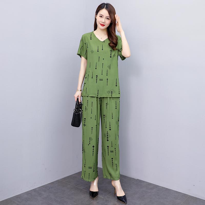 Damesbroeksets Casual zomer 2-delige sets Dames Elegante losse broek met wijde pijpen en blouse met korte mouwen
