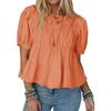 BITCED Women's Fashion Casual Solid Color Print Short Sleeve O-Neck Blouses & Shirts
