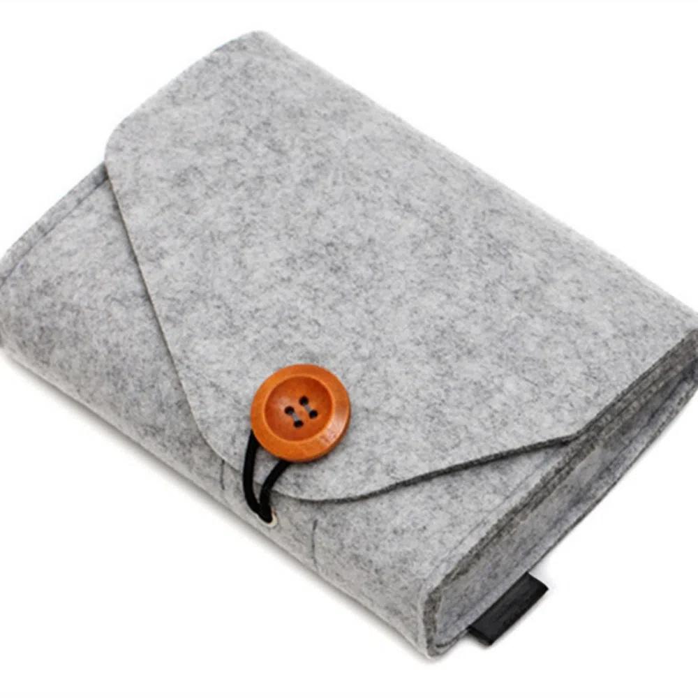 Durable Portable Data Cable Storage Box Felt Multifunctional Storage Bag Small Double Mezzanine Organizer Box Outdoor Travel