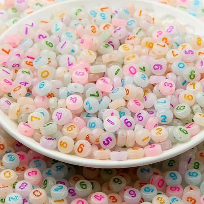 100/300/500pcs Acrylic Alphabet Letter Beads Round Number Beads 4×7mm Acrylic Beads Colored Letter Beads for Jewelry Making