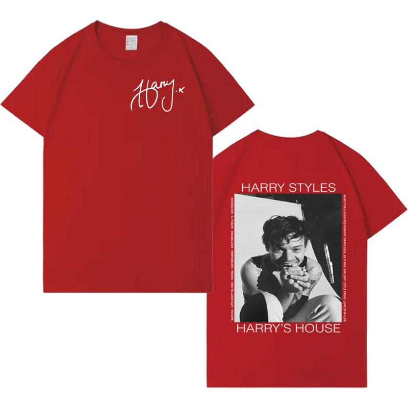 Певец Гарри Стайлс Харадзюку Графический 2026 Футболки Двусторонний Принт Хлопковая Футболка Мужская Женская Оверсайз Повседневная Популярная Футболка S