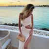 Abiti da donna per le vacanze estive Club Party Split Elegante abito lungo con volant con coulisse e cut-out sexy