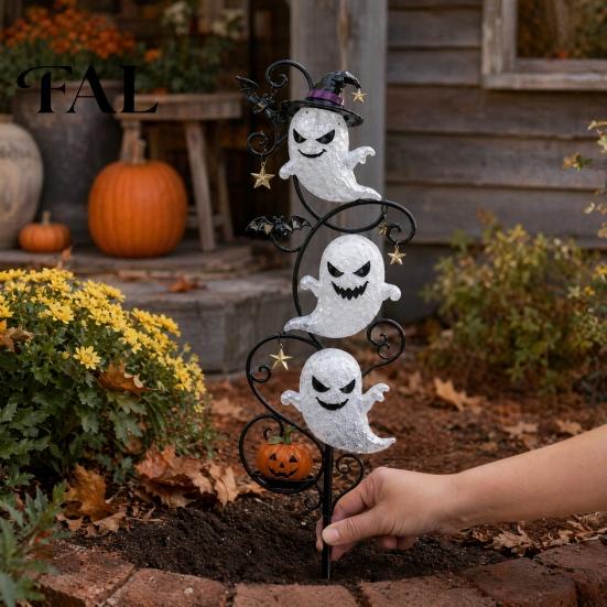 Halloween Courtyard Landscaping Lights Ghost Garden Stake LED Light, Waterproof Ground USB Powered Path Lamp, for Outdoor Yard Lawn Decoration Holiday
