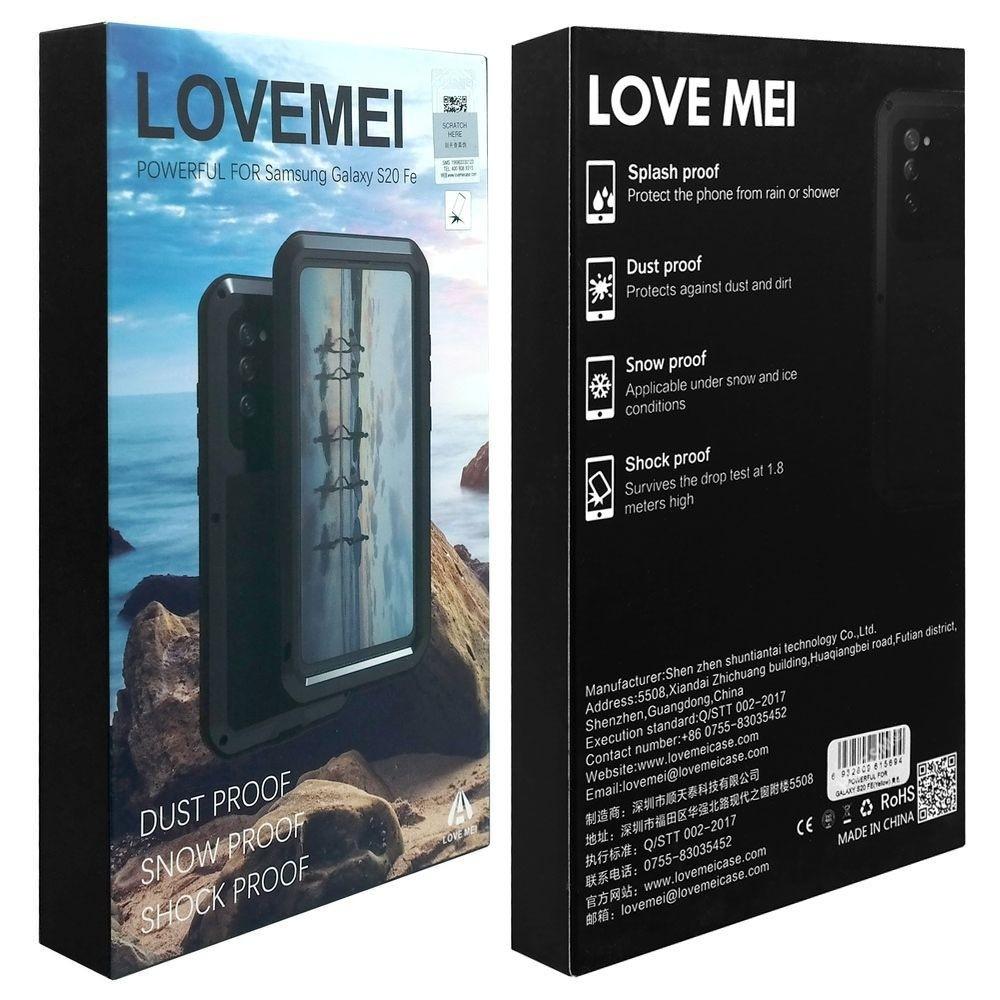 Love Mei Case for Samsung Galaxy S20 FE 4G/5G, Armored with Glass, Black