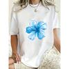 Oversized T Shirt Dress Black Blue Hibiscus Flower Print Casual Summer Wear