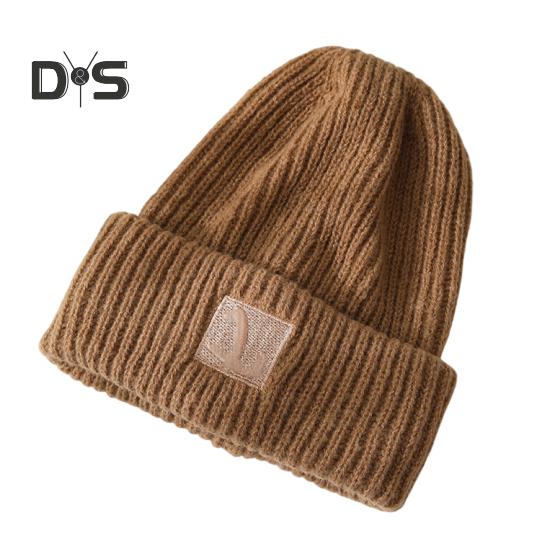 

Женская зимняя шапка-бини, вязаная, толстая, с отворотами, однотонная, эластичная, для защиты ушей, ветрозащитная, теплая, для холодной погоды, головной убор хаки