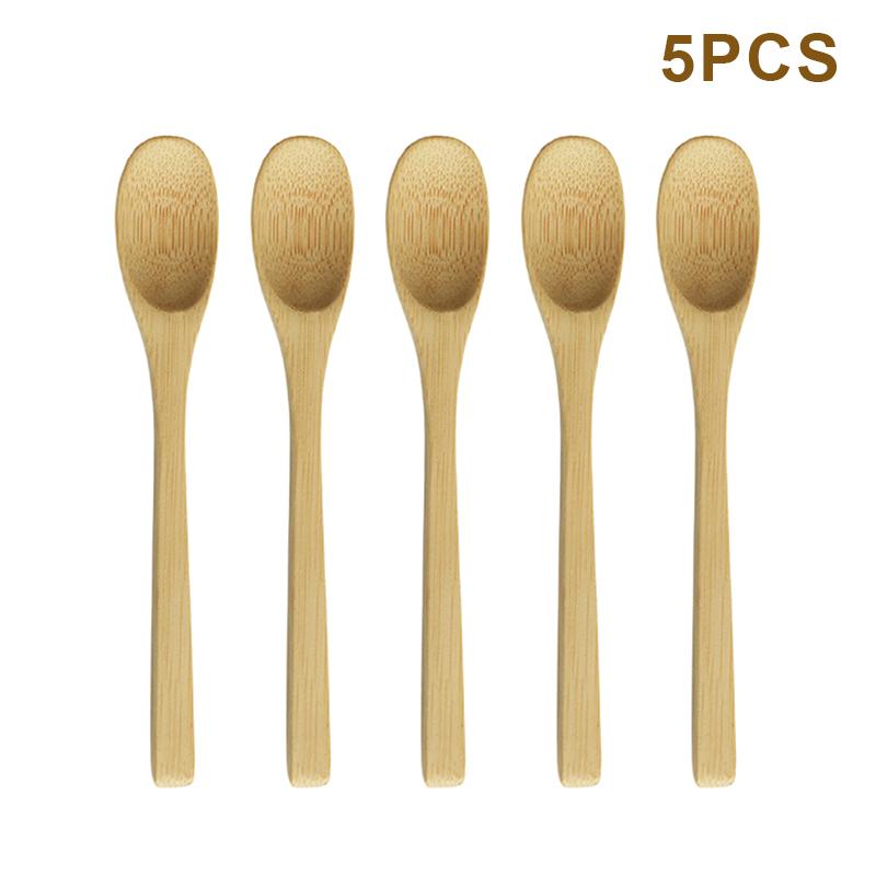5Pcs Wooden Honey Spoon Ecofriendly Household Tableware Bamboo Kitchen Condiment Scoop Coffee Spoon Dessert Spoon Teaspoon