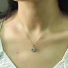 S925 Silver Sunflower Pendant Necklace with Natural Crystal, Micro Pave CZ Choker for Women